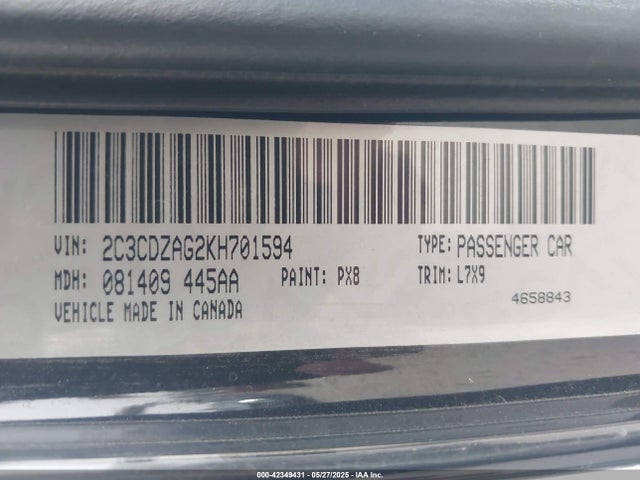 Dodge Challenger 2019 2C3CDZAG2KH701594 Image 9