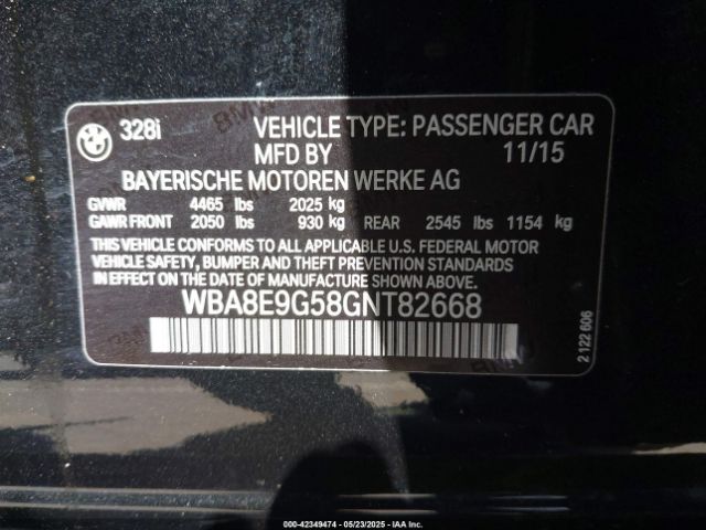 WBA8E9G58GNT82668 BMW 328I
