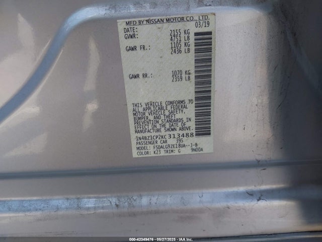 1N4BZ1CP2KC313488 Nissan Leaf