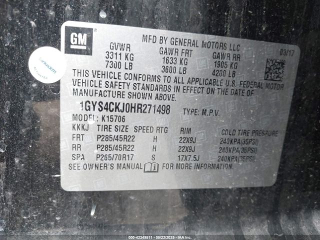 1GYS4CKJ0HR271498 Cadillac Escalade Premium Luxury