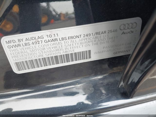 2012 AUDI A4 WAUFFAFL2CN011599 Photo 8