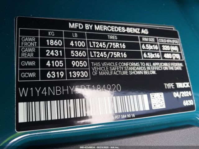 2024 MERCEDES-BENZ SPRINTER 2500 W1Y4NBHY5RT184920 Photo 8