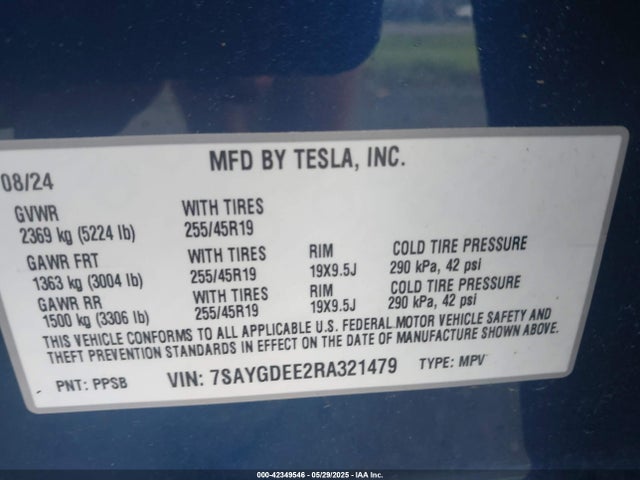 2024 TESLA MODEL Y 7SAYGDEE2RA321479 Photo 8