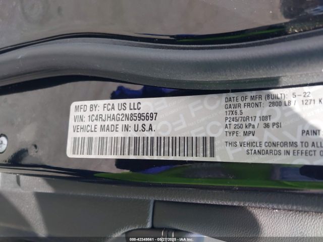 2022 JEEP GRAND CHEROKEE 1C4RJHAG2N8595697 Photo 8
