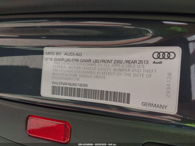 WAUDNAF46JN018099 Audi 2018