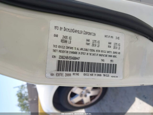 42349578 :رقم المزاد ، 2D8GZ48V55H688447 vin ، 2005 Dodge Magnum Sxt مزاد بيع