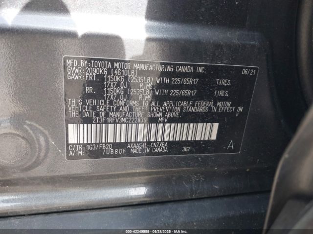 2021 TOYOTA RAV4 2T3F1RFV3MC222839 Photo 8