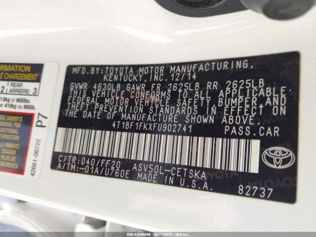 4T1BF1FKXFU902741 Toyota CAMRY SE