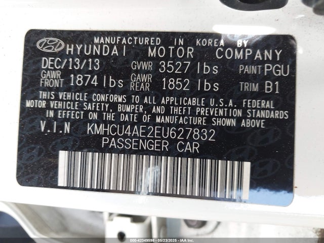 Hyundai dohc gdi gamma 2014 KMHCU4AE2EU627832 Image 9