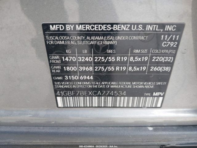 2012 MERCEDES-BENZ GL 450 4JGBF7BEXCA774534 Photo 8