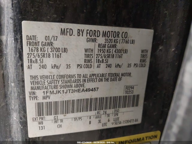 1FMJK1JT3HEA49457 Ford 3.5l gtdi ffv/gasoline