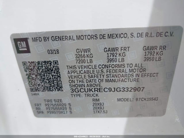 Chevrolet Silverado 1500 2lt 2018 3GCUKREC9JG332907 Image 9