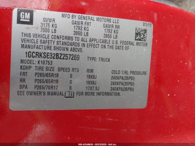 2011 CHEVROLET SILVERADO 1500 1GCRKSE32BZ257269 Photo 8