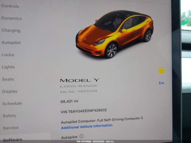 7SAYGAEE0NF428932 Tesla Model Y Long Range Dual Motor All-wheel Drive