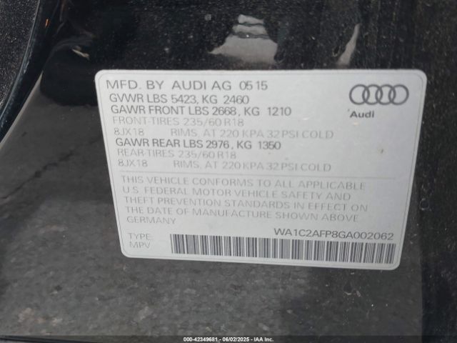 WA1C2AFP8GA002062 Audi Q5 2.0t Premium