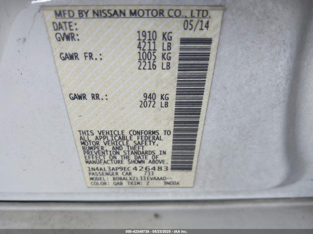 1N4AL3AP9EC426483 Nissan 2014