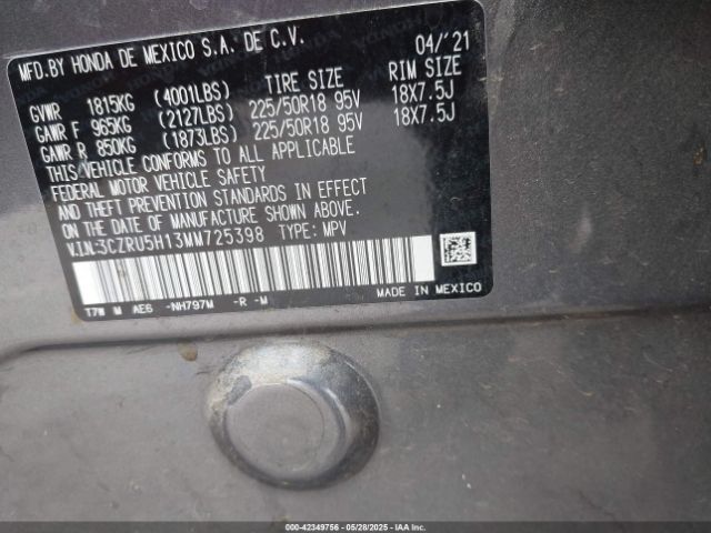 2021 HONDA HR-V 3CZRU5H13MM725398 Photo 8