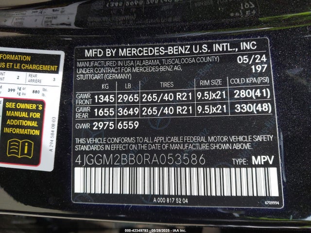 4JGGM2BB0RA053586 Mercedes-Benz electric motor