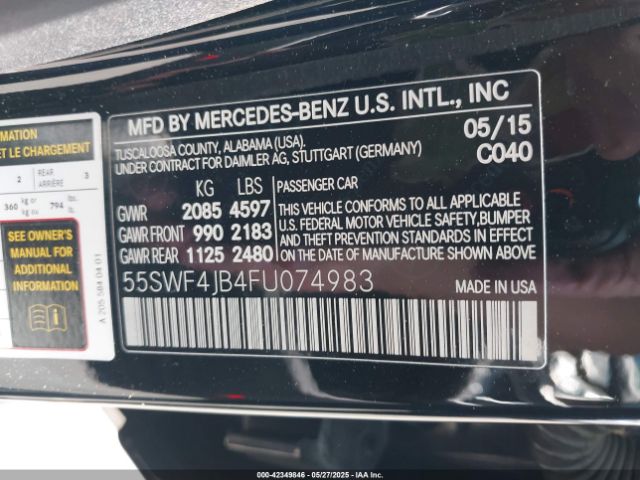 55SWF4JB4FU074983 Mercedes-Benz C 300 Luxury/sport