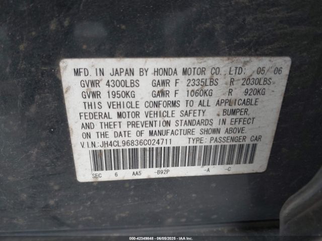 2006 ACURA TSX JH4CL96836C024711 Photo 8