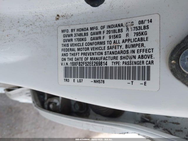 Honda r18z1 2014 19XFB2F52EE269814 Image 9