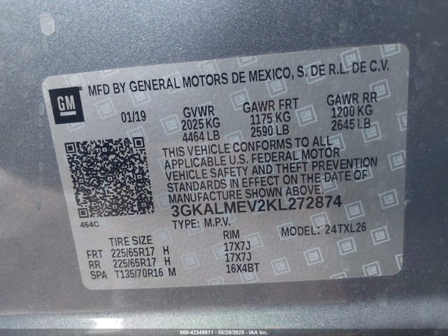 3GKALMEV2KL272874 GMC lyx - direct injection, vvt, fgt, turbo, alum, gen 1
