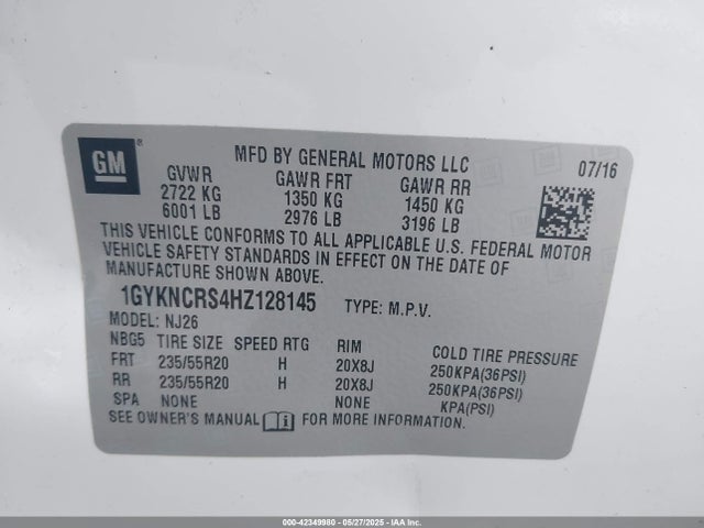2017 CADILLAC XT5 1GYKNCRS4HZ128145 Photo 8
