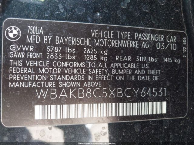 2011 BMW 750LI WBAKB8C5XBCY64531 Photo 8