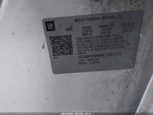 1G1BE5SM6K7147241 Chevrolet le2 -di: direct injection, vvt: variable valve timing, gen, alum