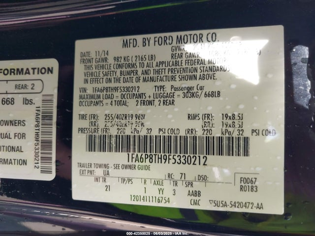 Ford Mustang 2015 1FA6P8TH9F5330212 Image 9