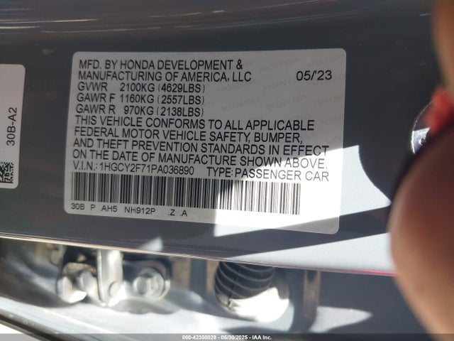 1HGCY2F71PA036890 Honda lfc5