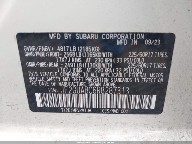 Subaru na 2024 JF2GUABC6R8287313 Image 9