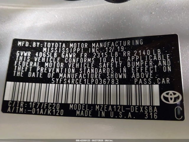 5YFS4RCE1LP036783 Toyota m20-fks