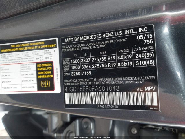 2015 MERCEDES-BENZ GL 450 4JGDF6EE0FA601043 Photo 8