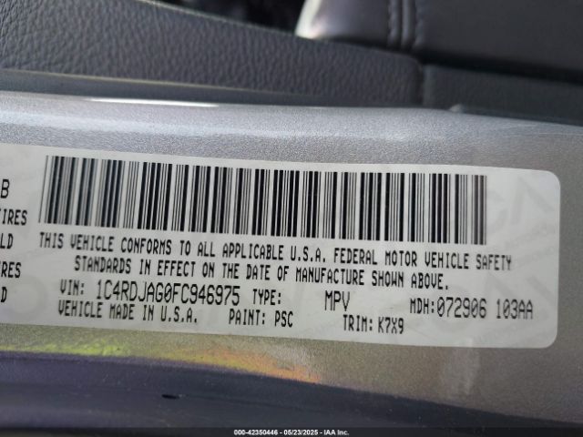 1C4RDJAG0FC946975 Dodge Durango Sxt