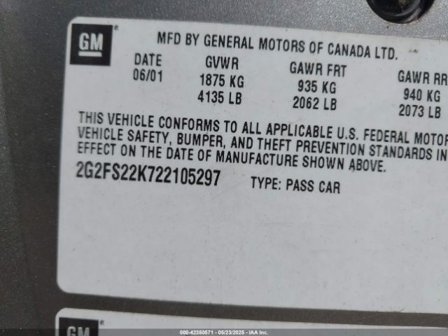 2002 PONTIAC FIREBIRD 2G2FS22K722105297 Photo 8