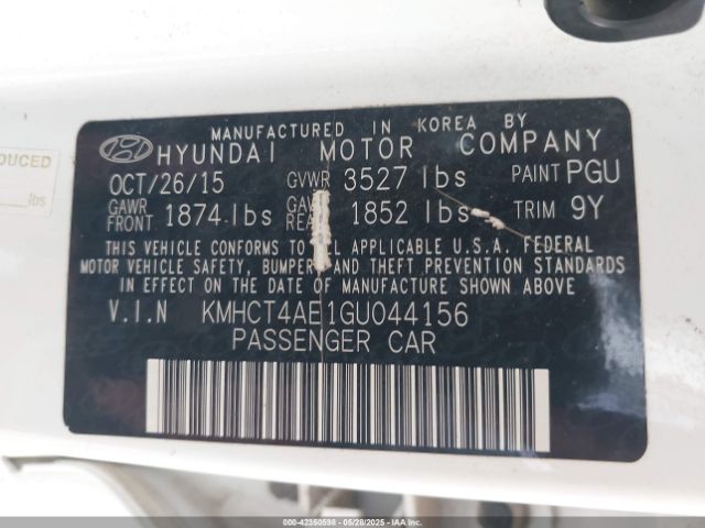 KMHCT4AE1GU044156 Hyundai ACCENT SE