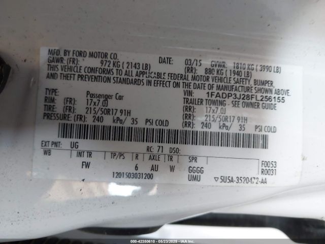 2015 FORD FOCUS 1FADP3J28FL256155 Photo 8