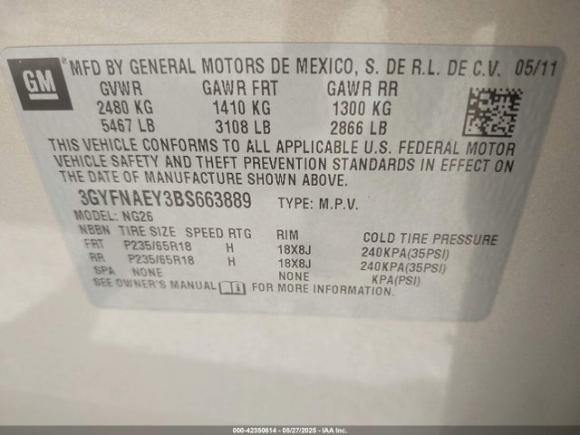 2011 CADILLAC SRX 3GYFNAEY3BS663889 Photo 8
