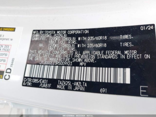 JTJGGCEZ3R5009923 Lexus Nx 350 Premium