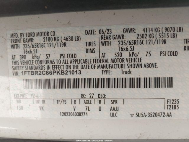 1FTBR2C86PKB21013 Ford Transit-250