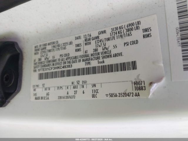 1FTEX1CF3HKC49383 Ford F-150 Xl