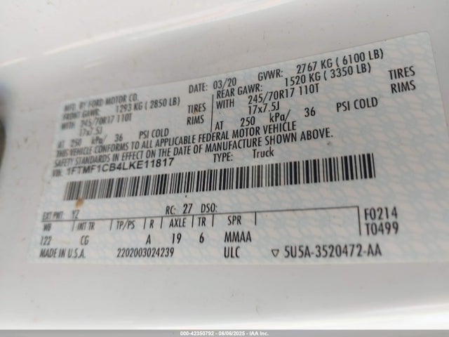 Ford F-150 Xl 2020 1FTMF1CB4LKE11817 Image 9
