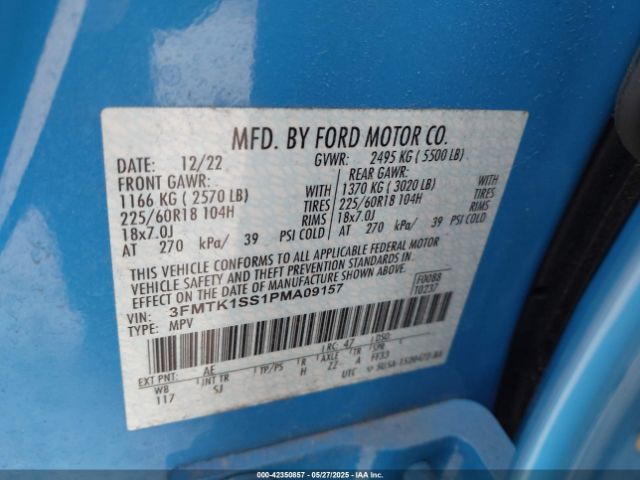 3FMTK1SS1PMA09157 Ford 2023
