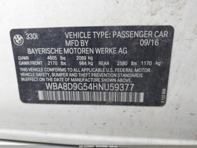 2017 BMW 330I WBA8D9G54HNU59377 Photo 8