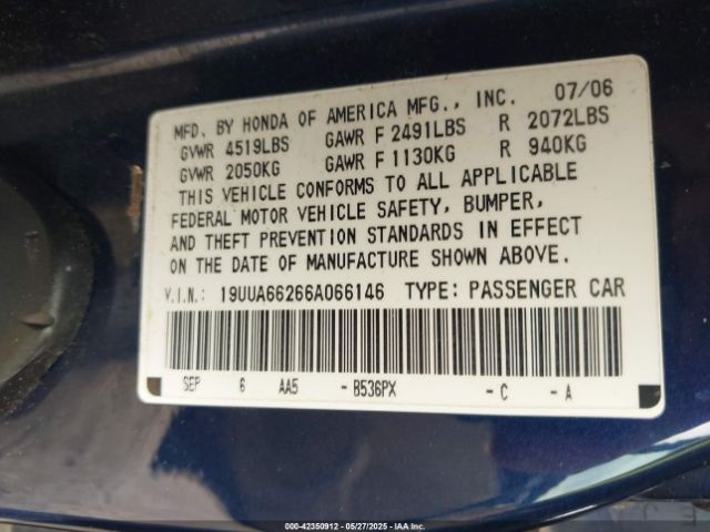 2006 ACURA TL 19UUA66266A066146 Photo 8