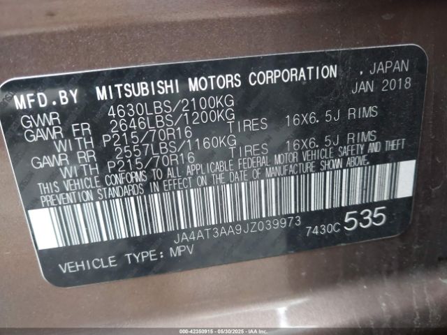 2018 MITSUBISHI ECLIPSE CROSS JA4AT3AA9JZ039973 Photo 8