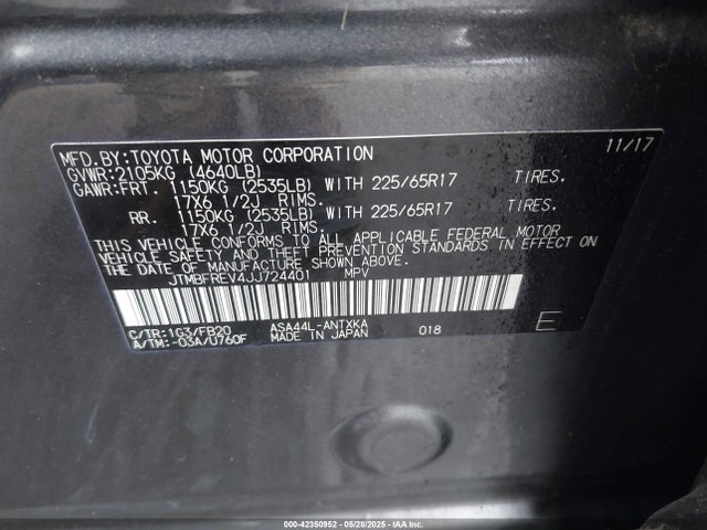 JTMBFREV4JJ724401 Toyota RAV4 LE