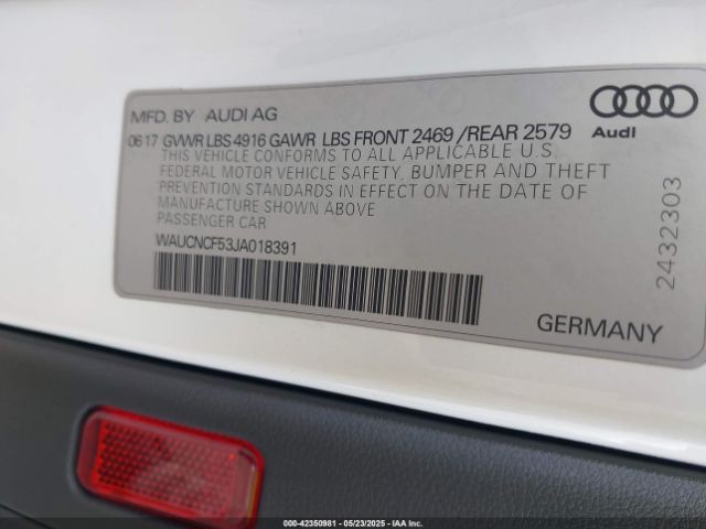 WAUCNCF53JA018391 Audi A5 2.0t Premium
