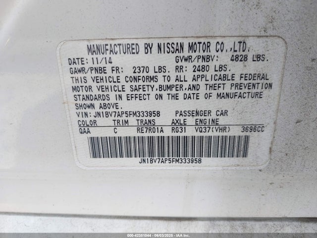 Infiniti Q50 Premium 2015 JN1BV7AP5FM333958 Image 9